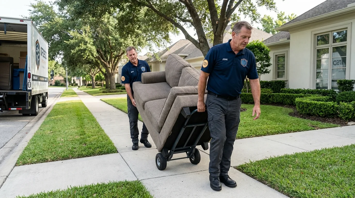 Local residential moving crew loading furniture in Decatur, AL