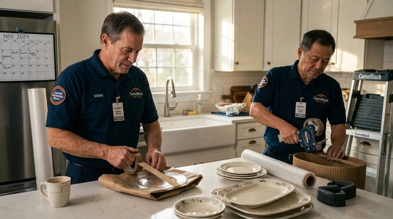 Professional crew packing kitchen dishware in Decatur, AL